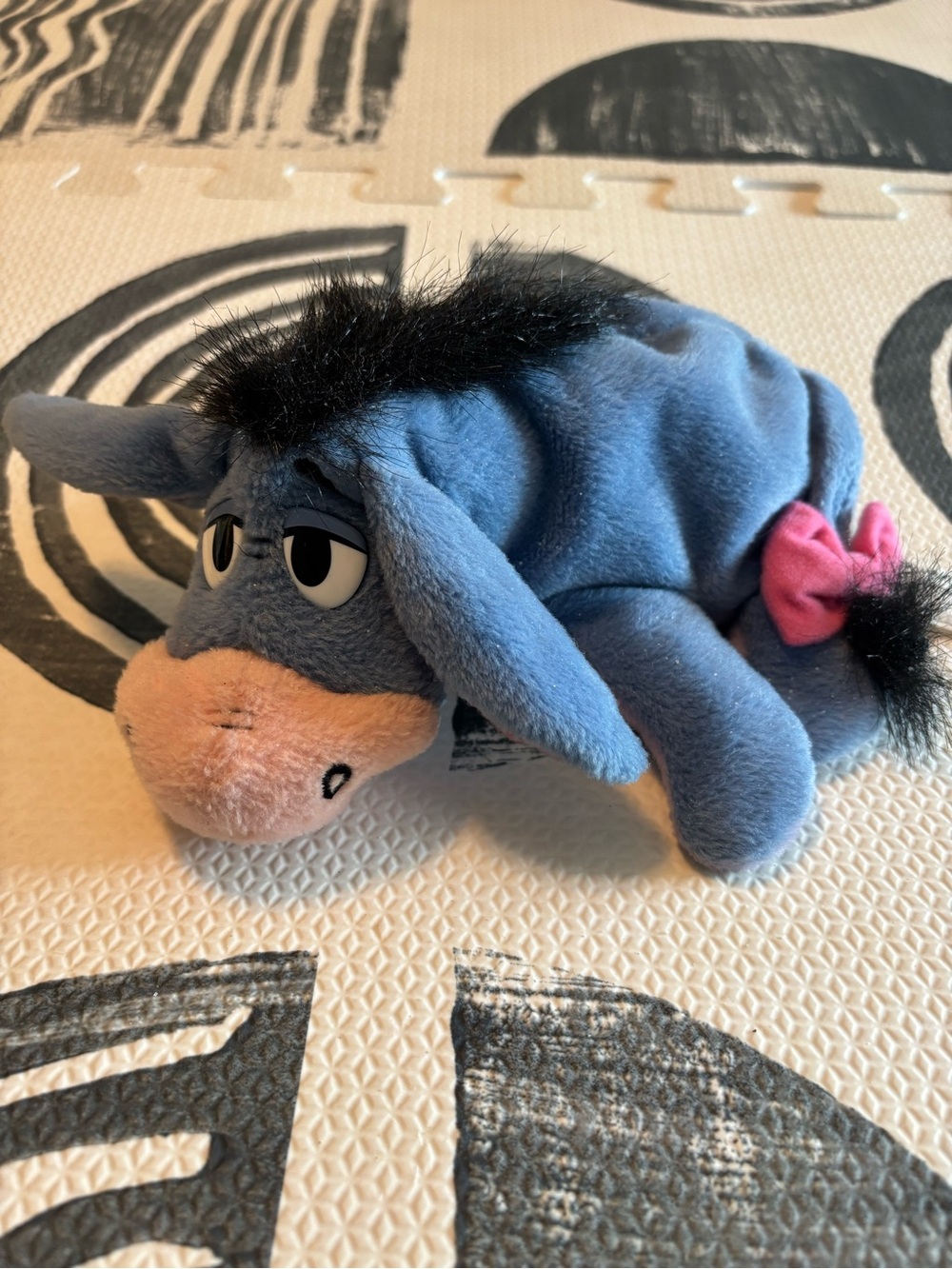 Vintage Eeyore Mattel Arcotoys Bean Bag Plush Disney Blue Purple Detachable Tail